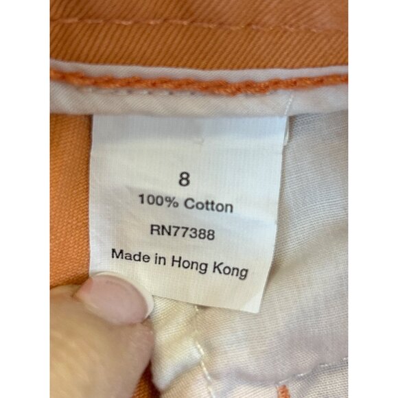 J.Crew Women's Shorts Size 8 Embroidered Sea Shells Cotton Orange Melon Chino - Picture 6 of 9